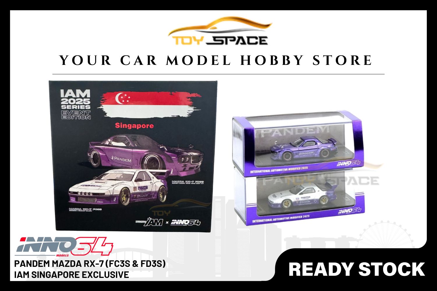 INNO64 Mazda RX7 FC3S & FD3S Rocket Bunny Pandem Box Set [IAM Exclusive]