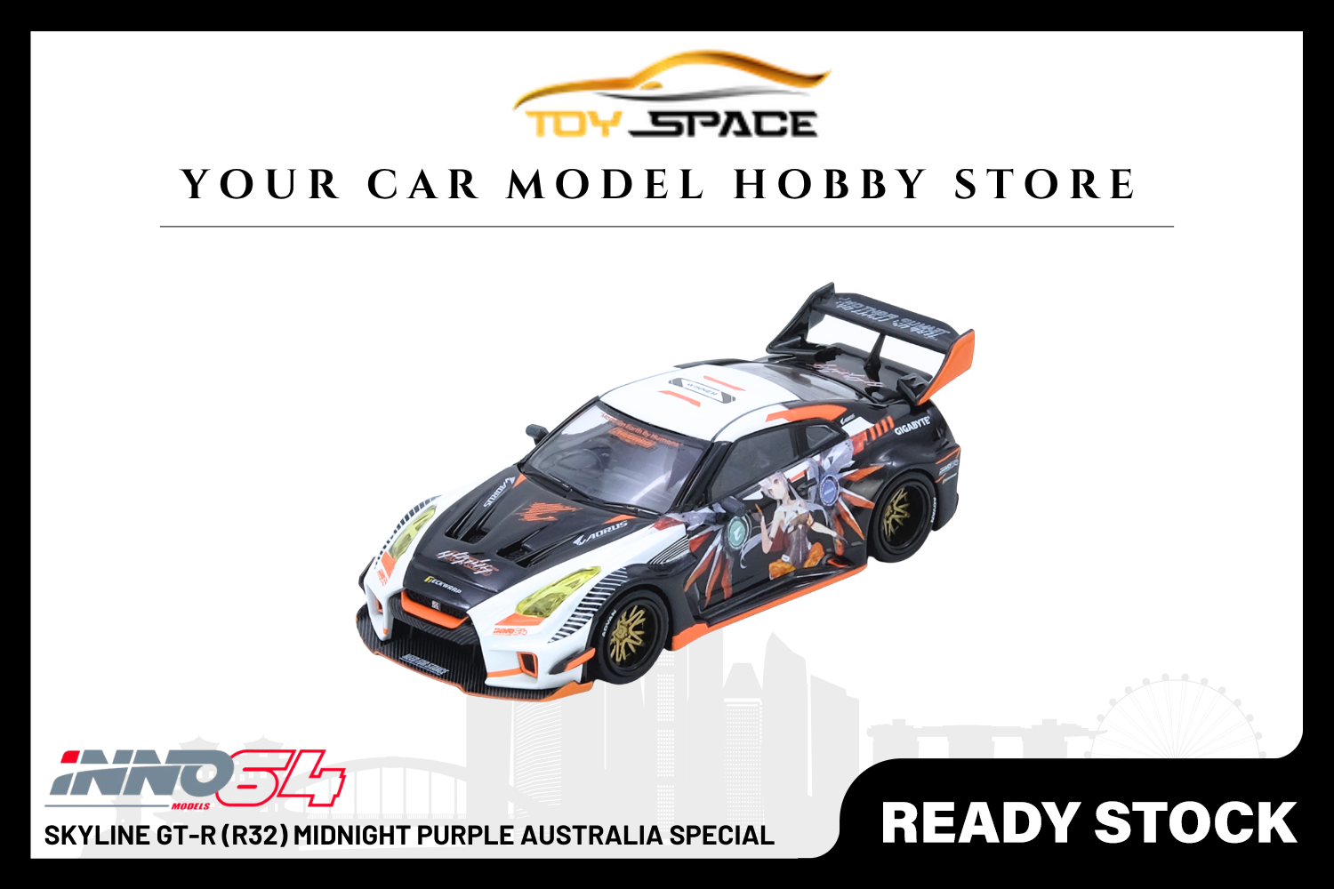 [INNO64] GT-R R35 Widebody AORUS x INNO64 - Toy Space Diecast Online Store Singapore