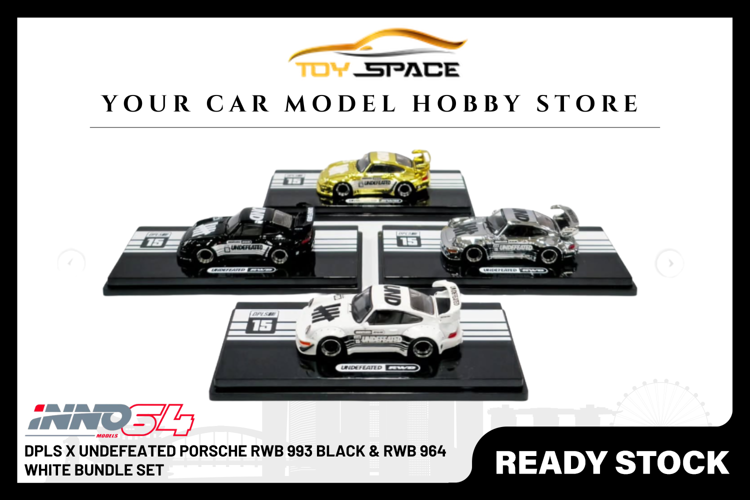 [INNO64] DPLS x UNDEFEATED Porsche RWB 993 Black & RWB 964 White Bundle Set