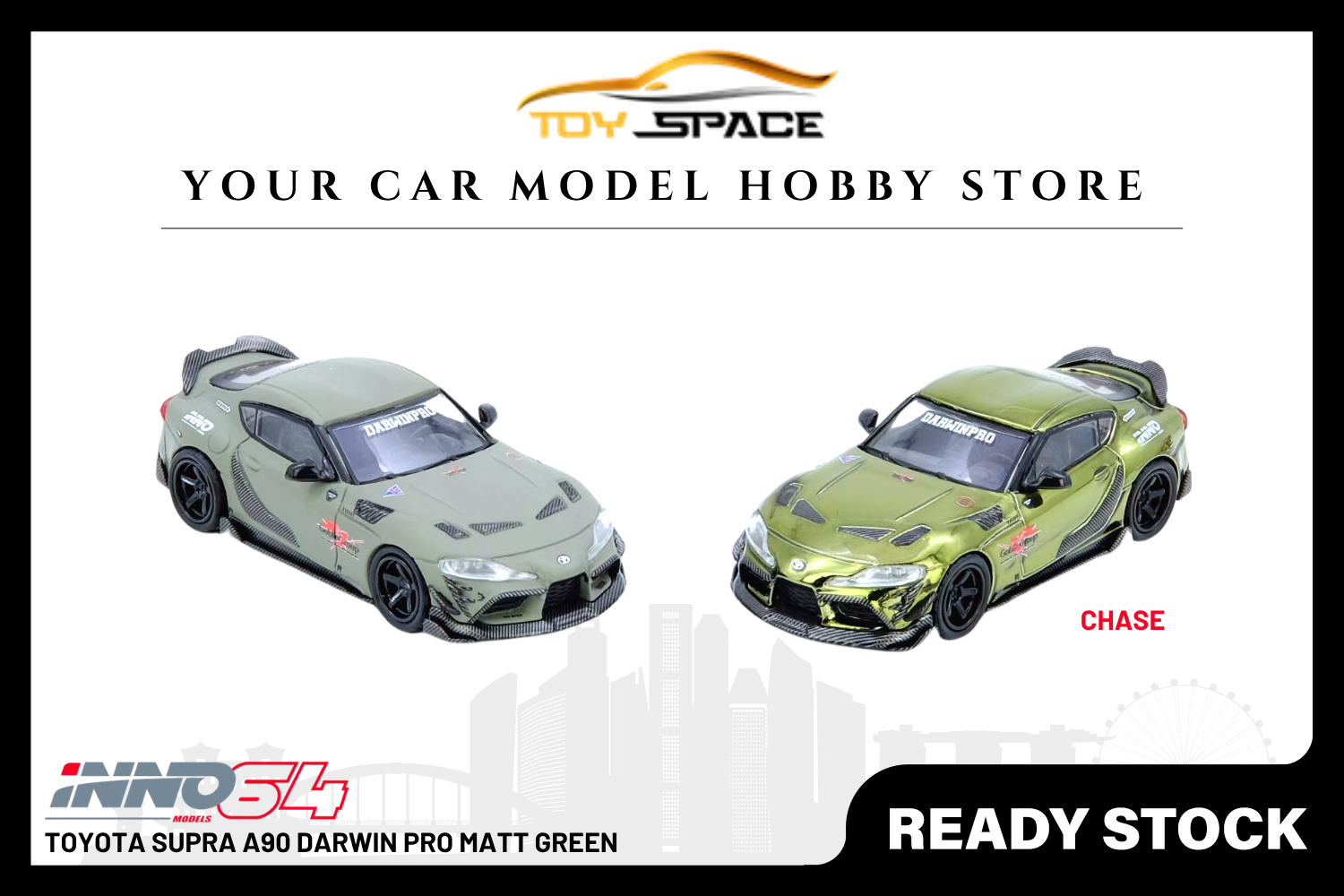 [INNO64] Toyota Supra A90 Darwin Pro Matt Green - Toy Space Diecast Online Store Singapore