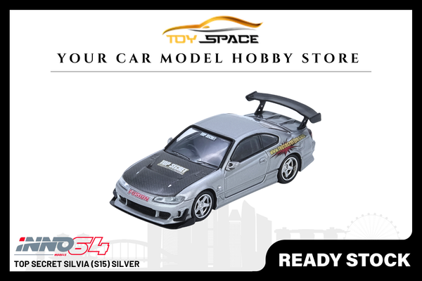 [INNO64] Top Secret Silvia (S15) Silver - Toy Space Diecast Online Store Singapore