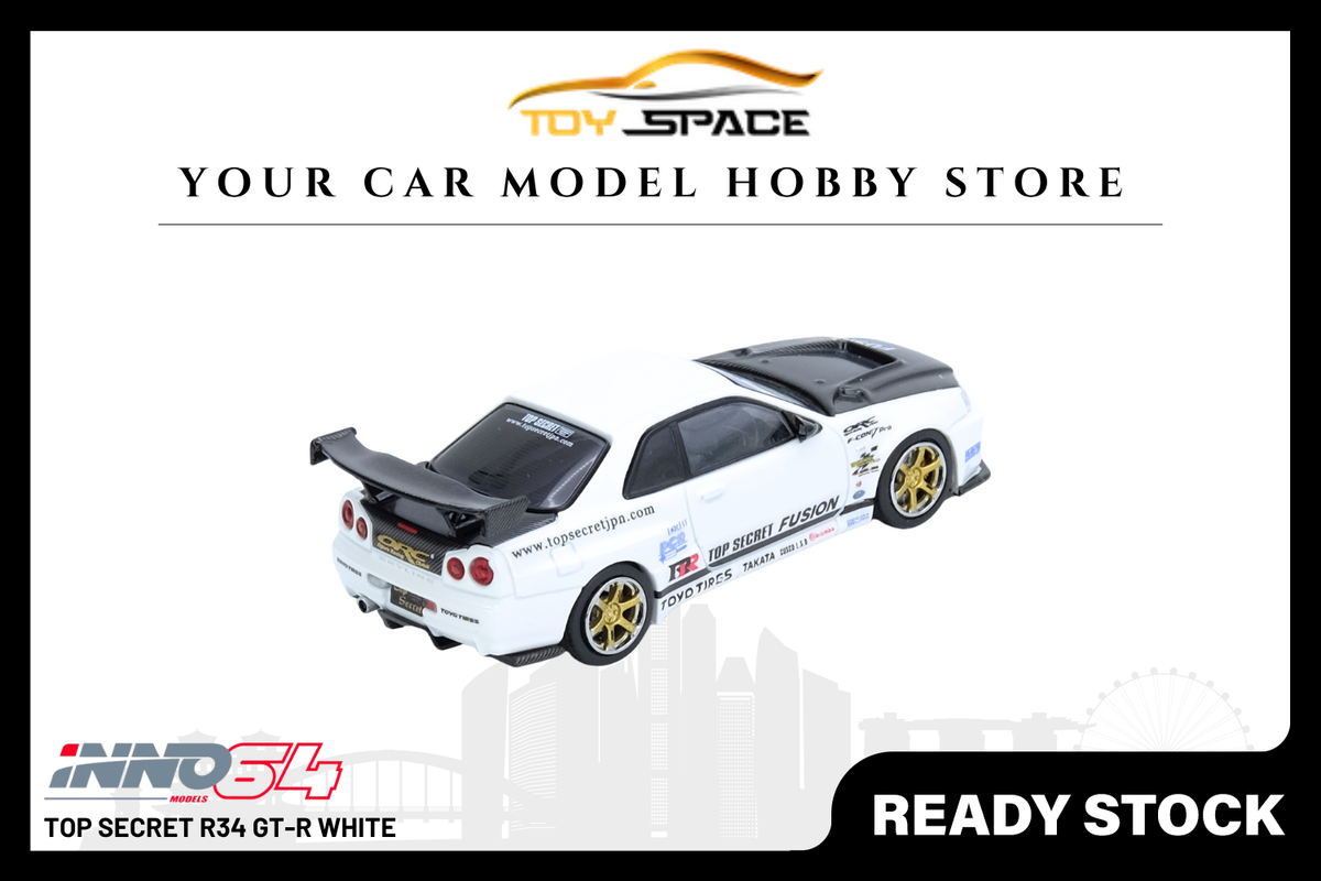 [INNO64] Top Secret R34 GT-R White - Toy Space Diecast Online Store Singapore