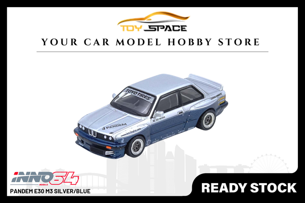 [INNO64] Pandem E30 M3 Silver/Blue - Toy Space Diecast Online Store Singapore