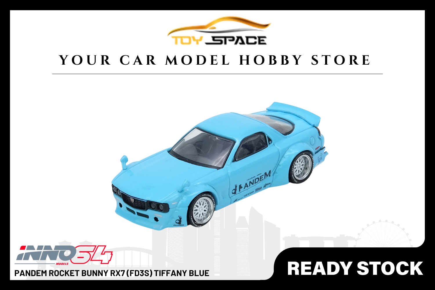 [INNO64] Pandem Rocket Bunny RX7 (FD3S) Tiffany Blue - Toy Space Diecast Online Store Singapore