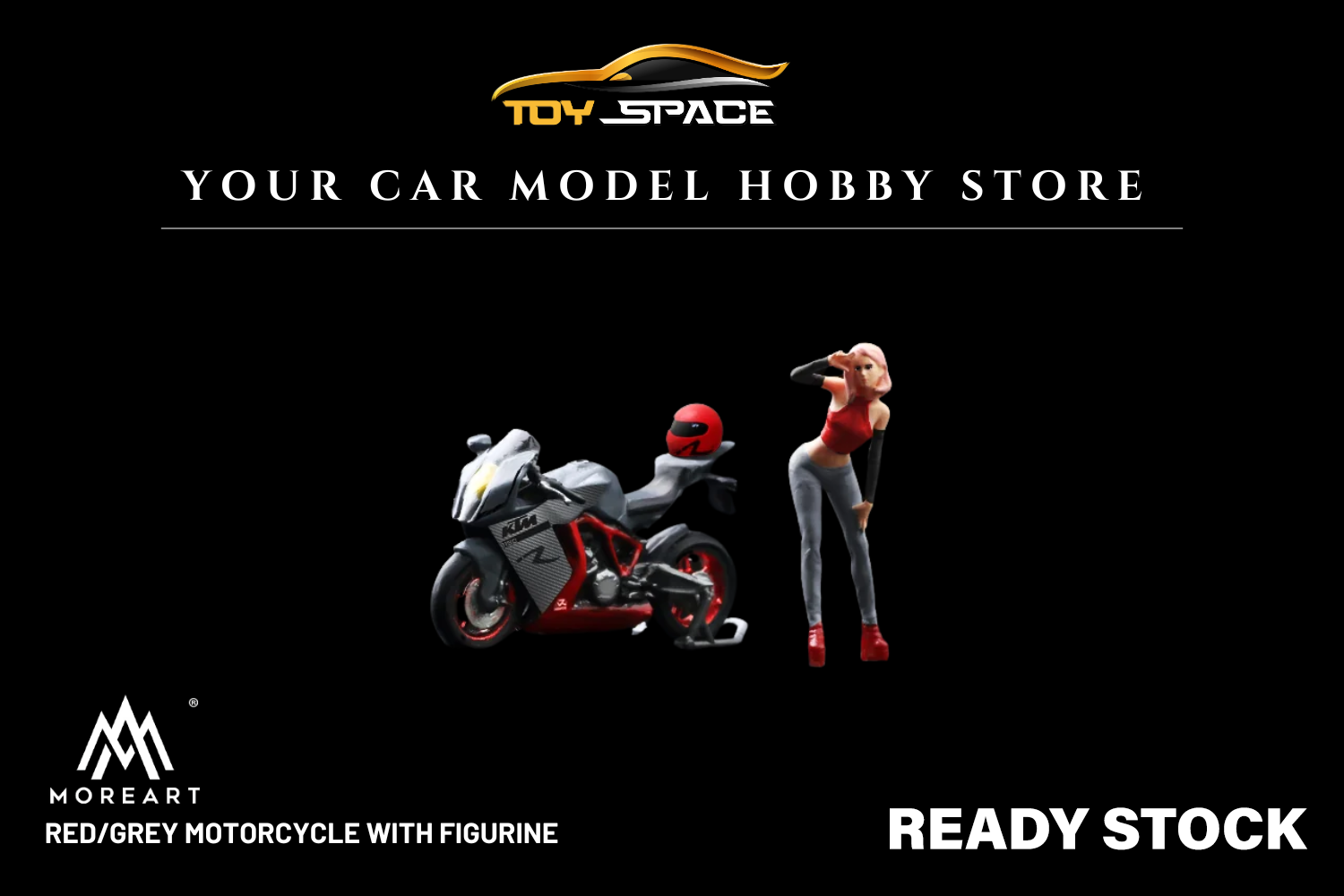 [MOREART] 1:64 Red/Grey Motorcycle With Figurine