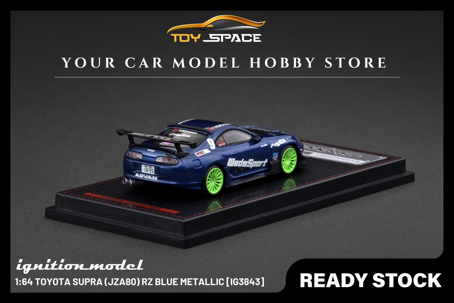 [IGNITION MODEL] 1:64 Toyota Supra (JZA80) RZ Blue Metallic [IG3843] - Toy Space Diecast Online Store Singapore