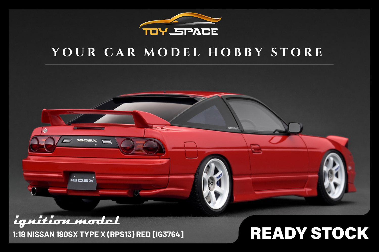 [IGNITION MODEL] 1:18 Nissan 180SX Type X (RPS13) Red [IG3764]