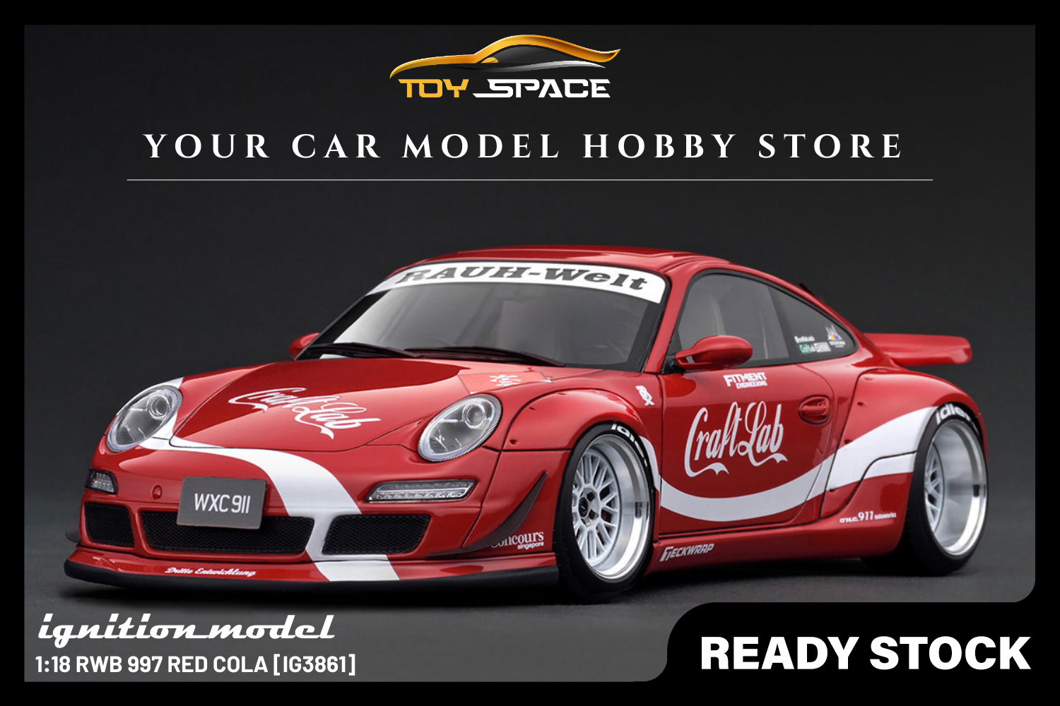 [IGNITION MODEL] 1:18 RWB 997 Red Cola [IG3861] - Toy Space Diecast Online Store Singapore