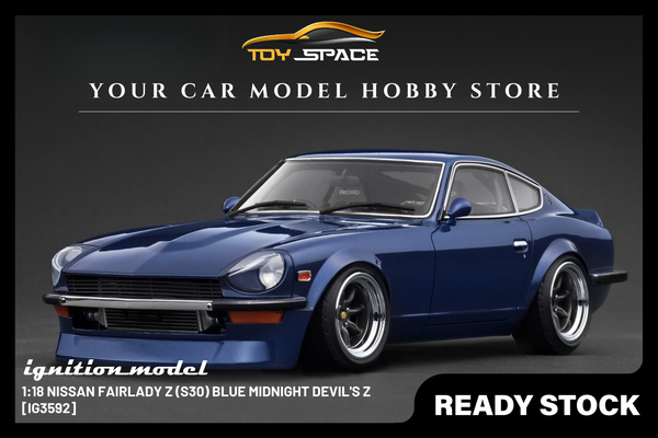 [IGNITION MODEL] 1:18 Nissan Fairlady Z (S30) Blue MIDNIGHT Devil's Z [IG3592] - Toy Space Diecast Online Store Singapore
