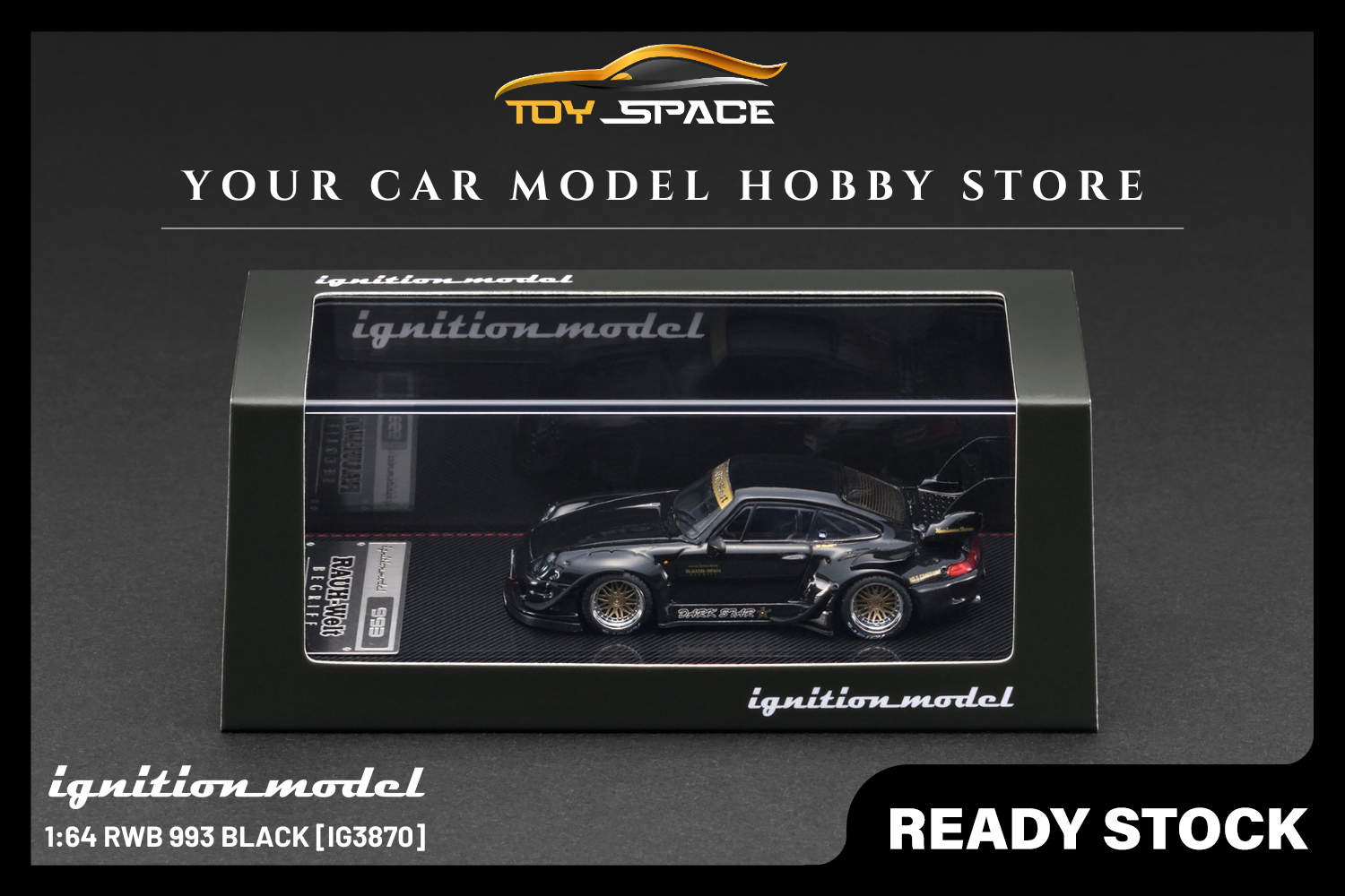 [IGNITION MODEL] 1:64 RWB 993 Black [IG3870] - Toy Space Diecast Online Store Singapore