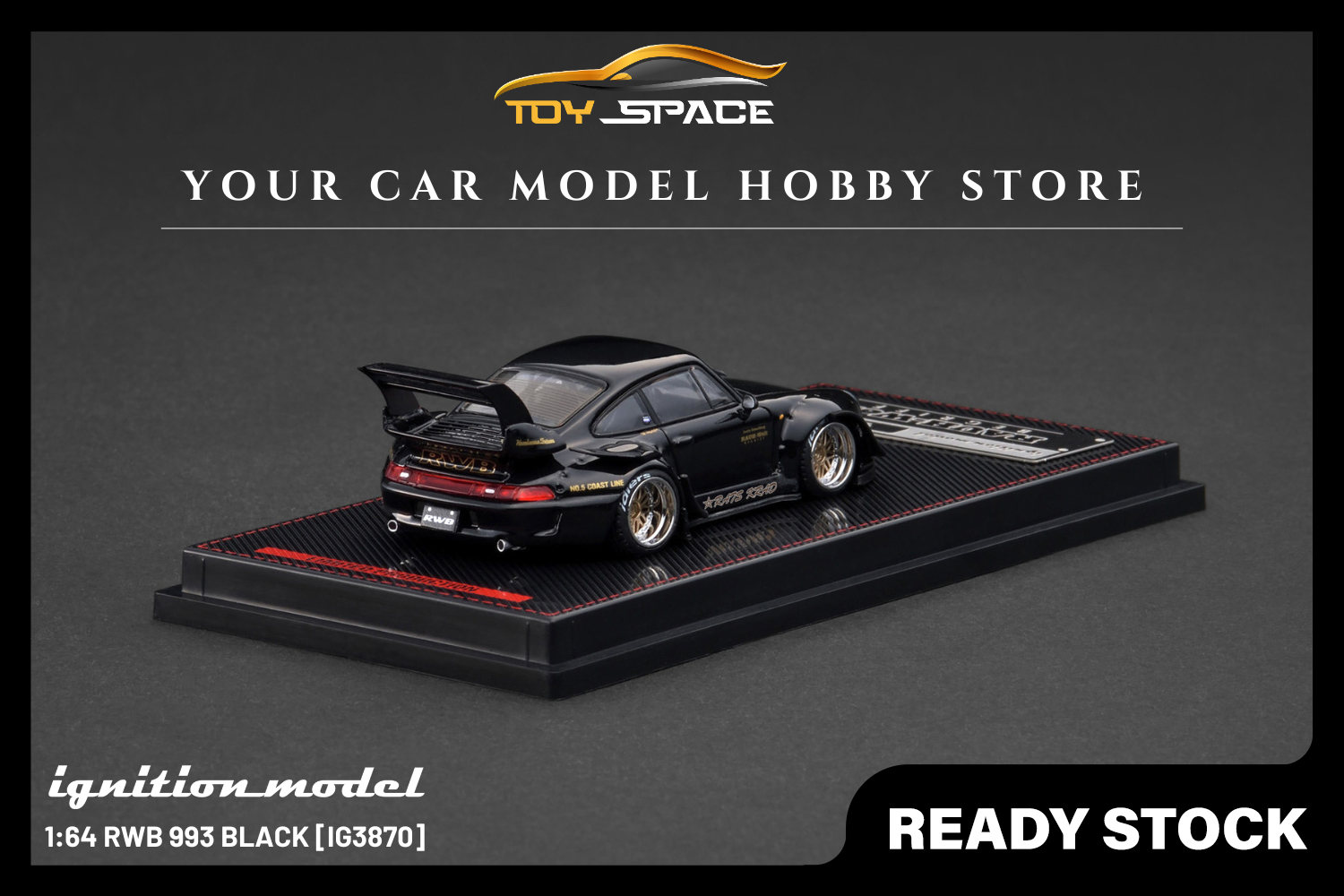 [IGNITION MODEL] 1:64 RWB 993 Black [IG3870] - Toy Space Diecast Online Store Singapore