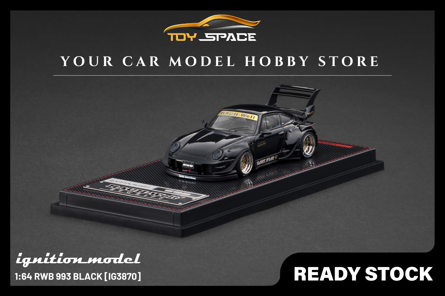 [IGNITION MODEL] 1:64 RWB 993 Black [IG3870] - Toy Space Diecast Online Store Singapore