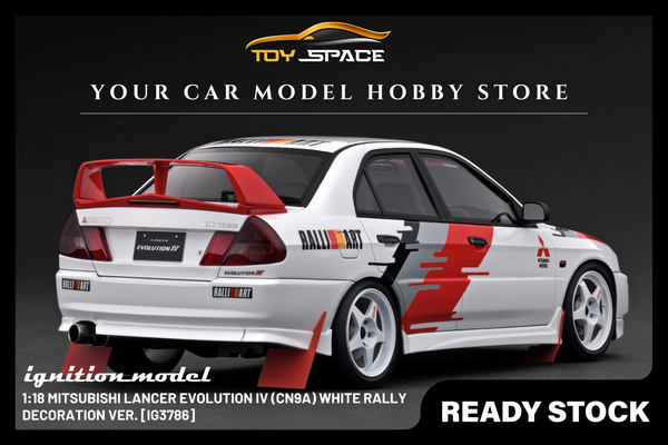 [IGNITION MODEL] 1:18 Mitsubishi Lancer Evolution IV (CN9A) White Rally Decoration Ver. [IG3786]
