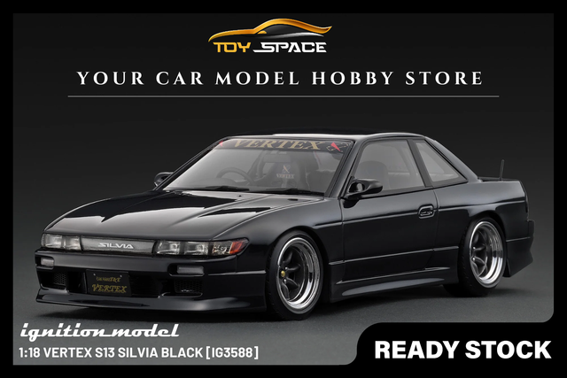 [IGNITION MODEL] 1:18 VERTEX S13 Silvia Black [IG3588] - Toy Space Diecast Online Store Singapore