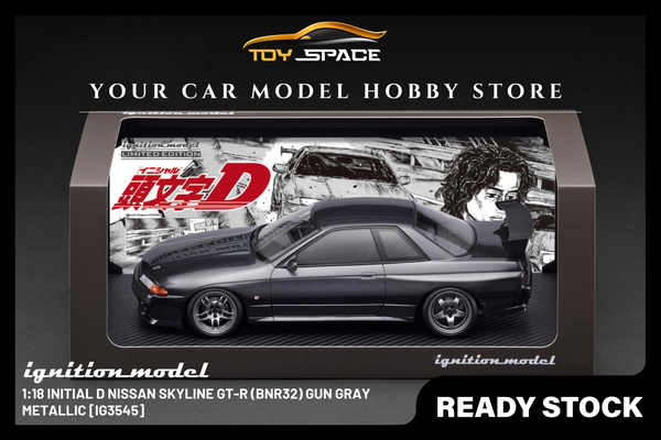 [IGNITION MODEL] 1:18 INITIAL D Nissan Skyline GT-R (BNR32) Gun Gray Metallic [IG3545]