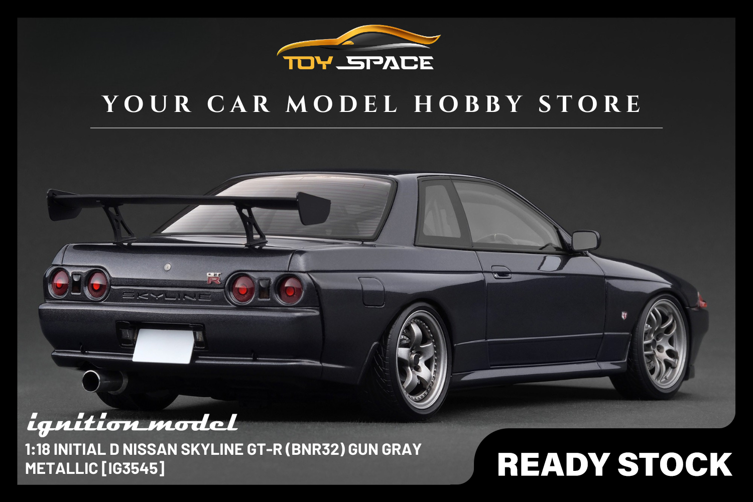 [IGNITION MODEL] 1:18 INITIAL D Nissan Skyline GT-R (BNR32) Gun Gray Metallic [IG3545]