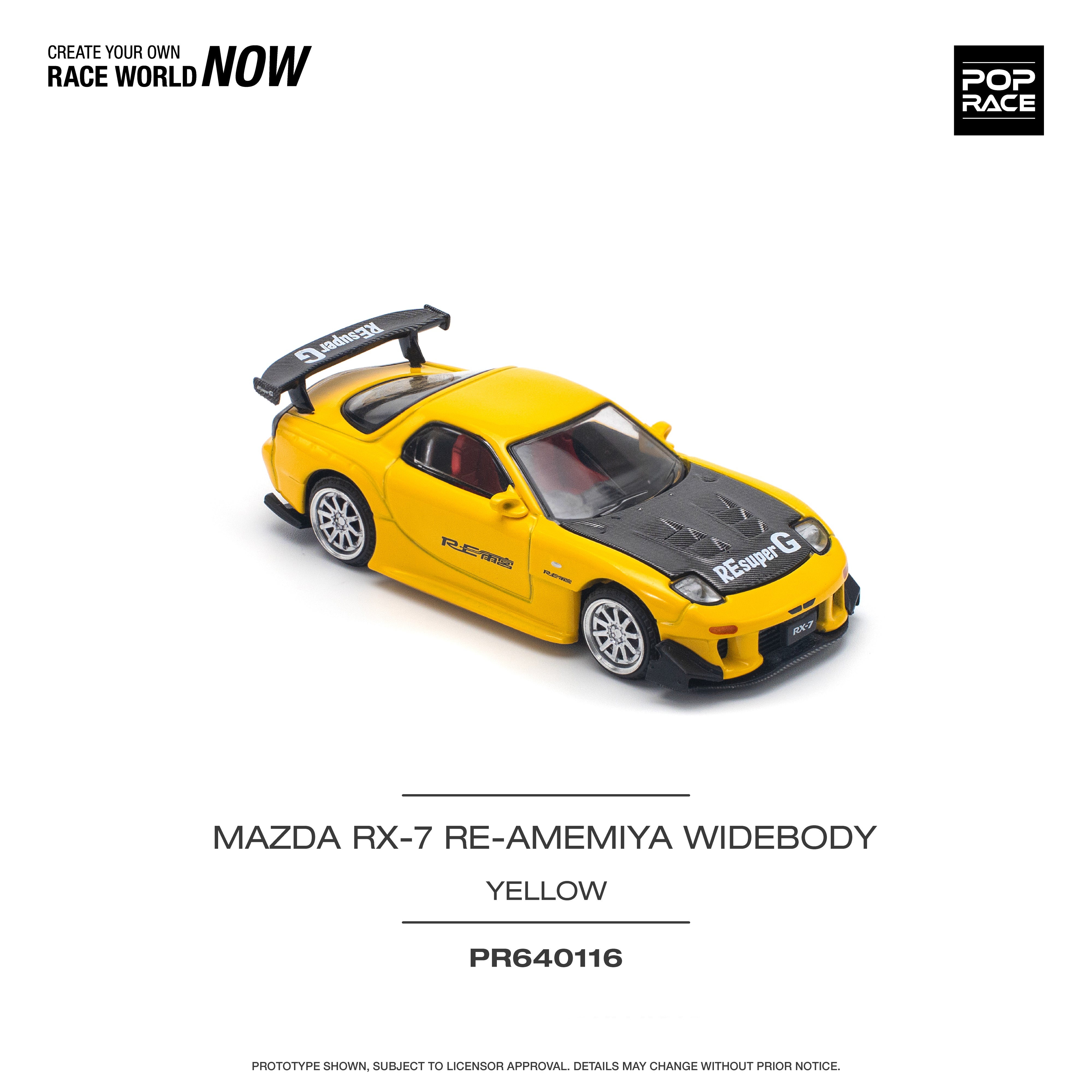 [POP RACE] 1/64 Mazda RX-7 (FD3S) RE-Amemiya Widebody Yellow