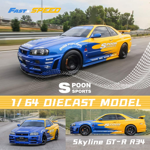 [FAST SPEED] 1:64 Skyline R34 GT-R 5th Generation BNR34 Spoon Livery