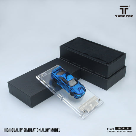 [TIME TOP] 1:64 Nissan GTR34 Full Carbon Chrome Blue - Toy Space Diecast Online Store Singapore