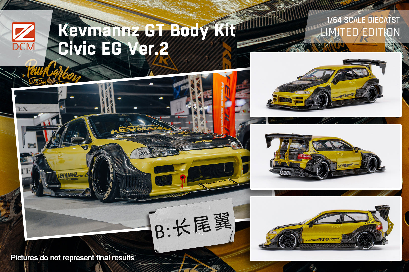 [DCM] 1:64 Kevmannz GT Honda Civic EG Gold Ver.2 Long Tail