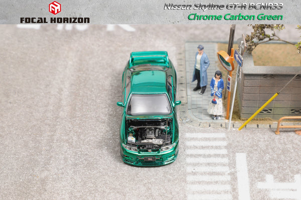 [FOCAL HORIZON] 1:64 Nissan Skyline GTR BCNR33 Chrome Carbon Green