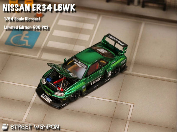 [STREET WEAPON] 1:64 LBWK ER34 Chrome Green Special Edition