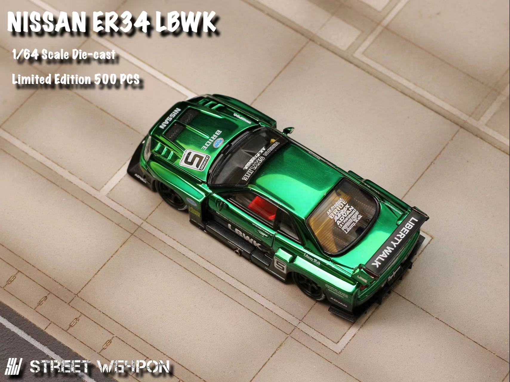 [STREET WEAPON] 1:64 LBWK ER34 Chrome Green Special Edition