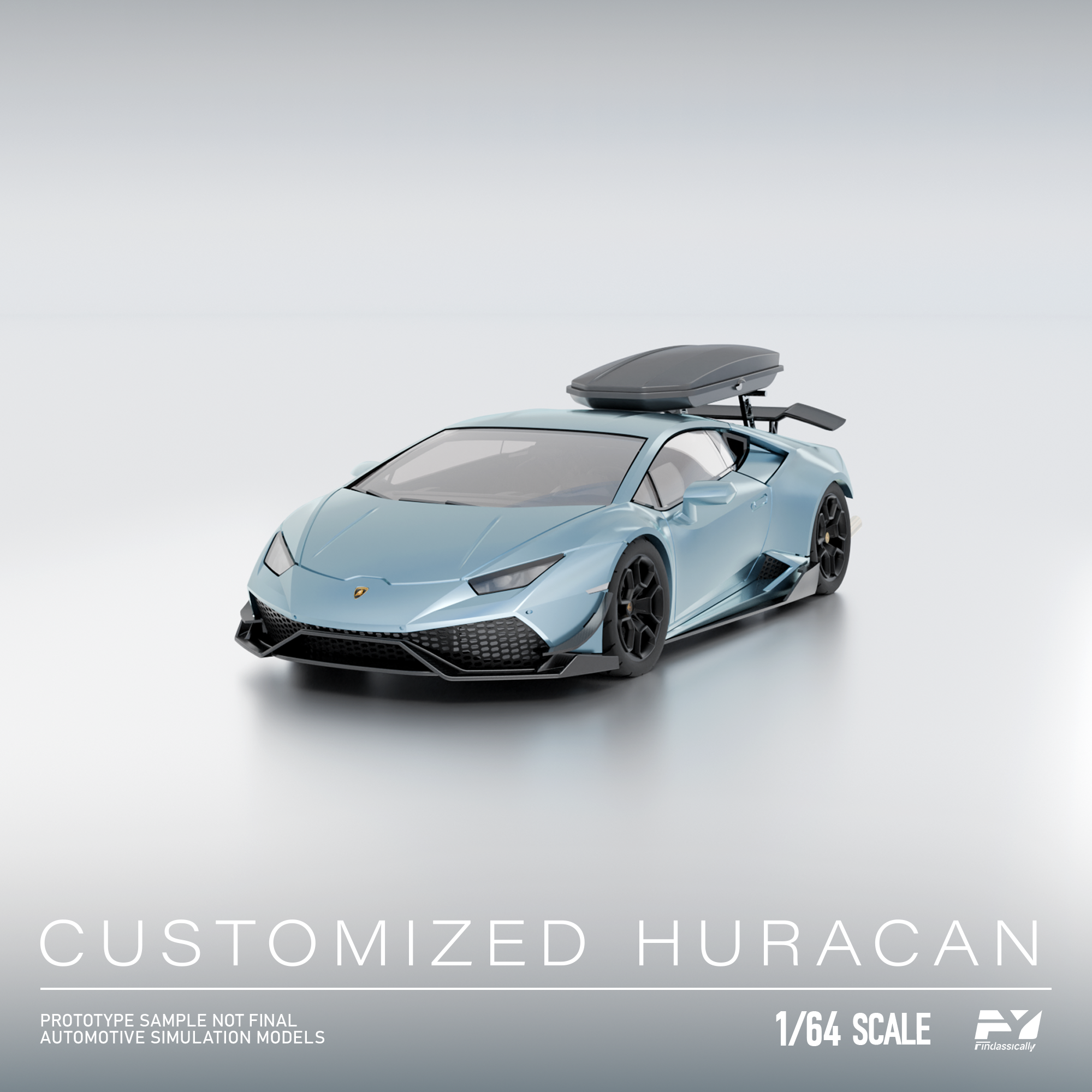 [FINCLASSICALLY] 1:64 Huracan With Travel Suitcase Ice Blue