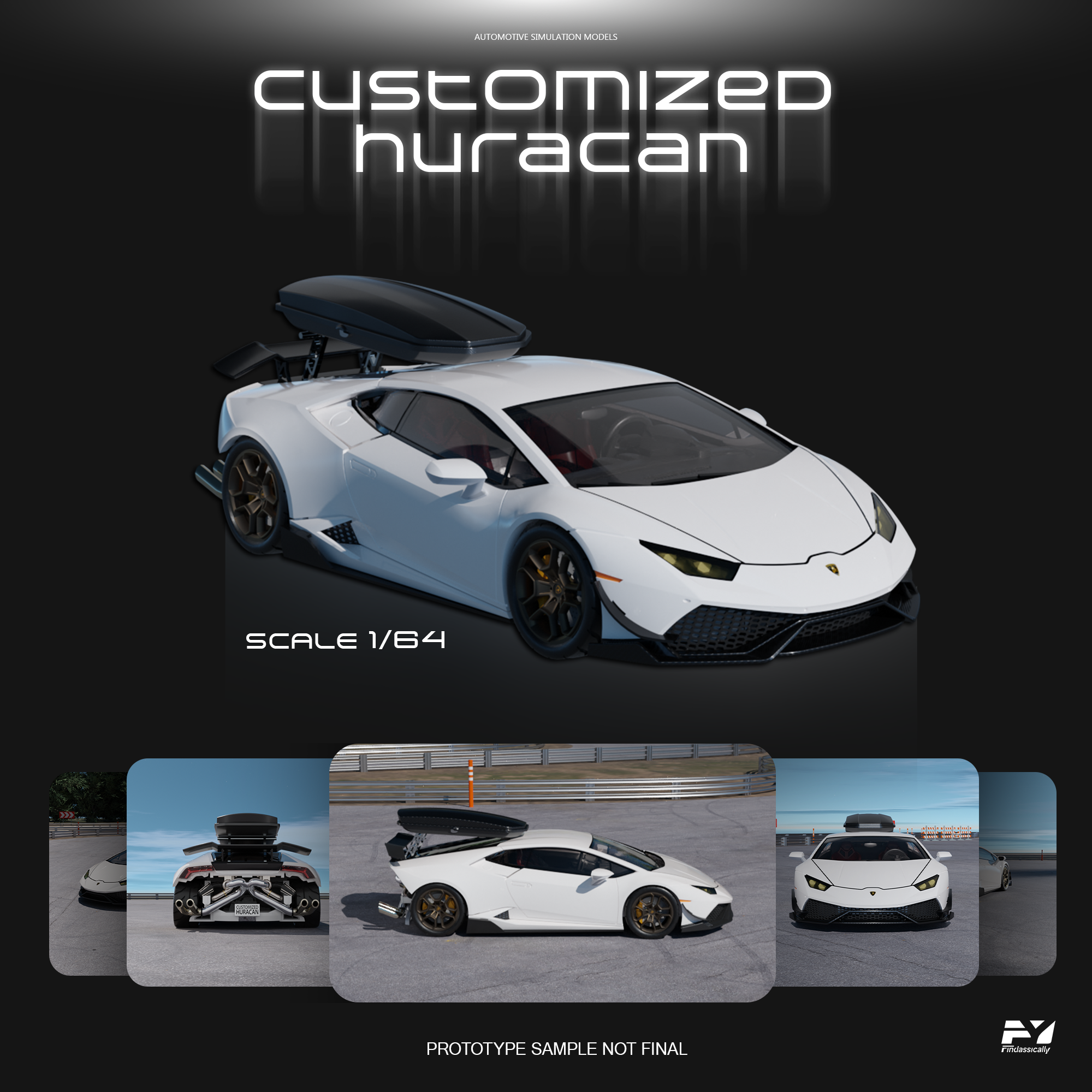 [FINCLASSICALLY] 1:64 Huracan With Travel Suitcase White