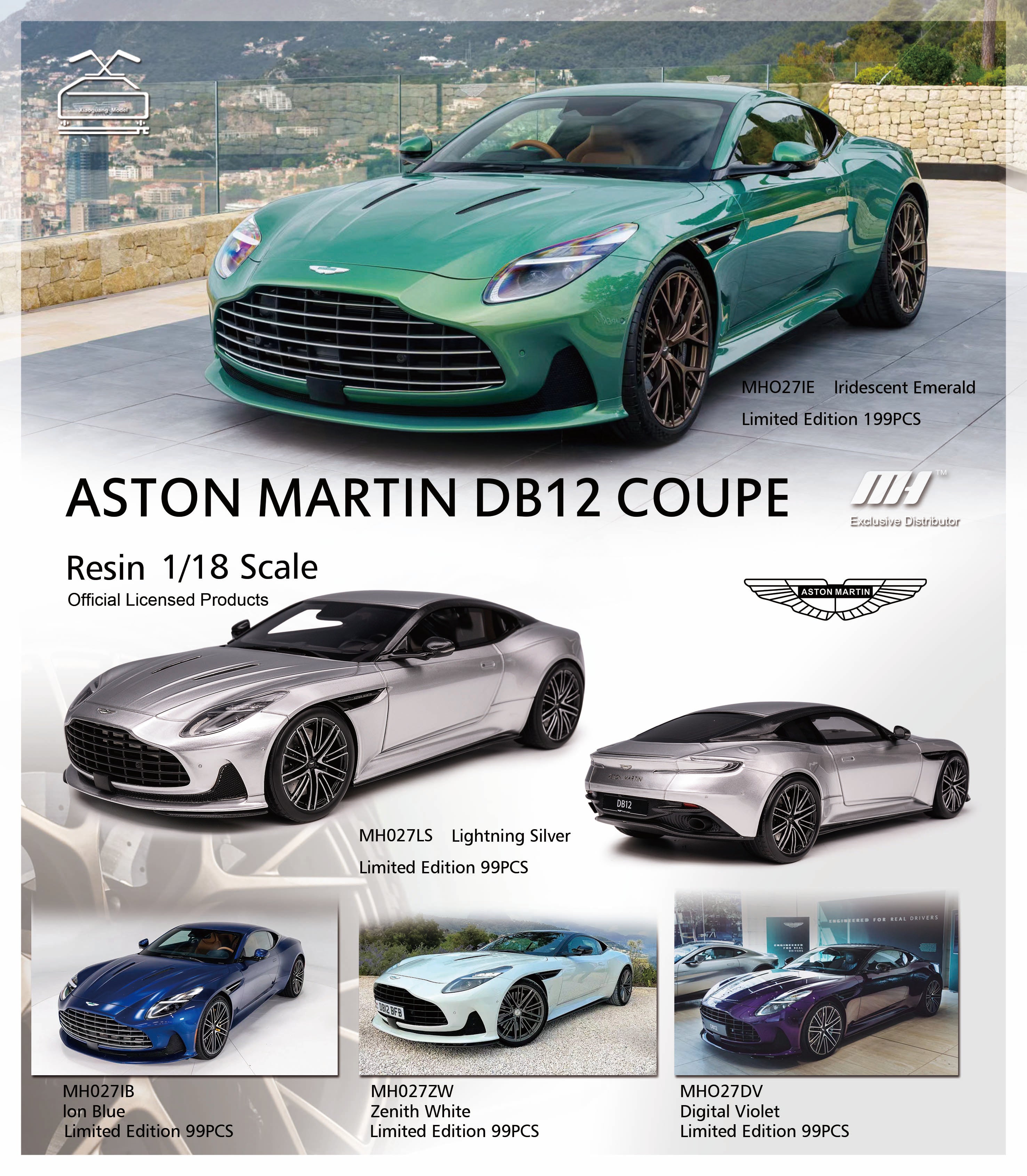 [MOTORHELIX] 1:18 Aston Mastin DB12 Coupe lridescent Emerald