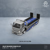 [TIME MICRO] 1:64 HINO 300 Flatbed Transport Trailer Nissan GTR R35 Silver/Blue Livery