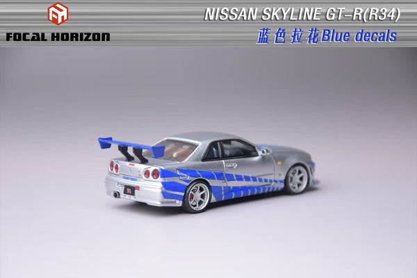 [FOCAL HORIZON] 1:64 Nissan Skyline GT-R R34 FNF Silver/Blue