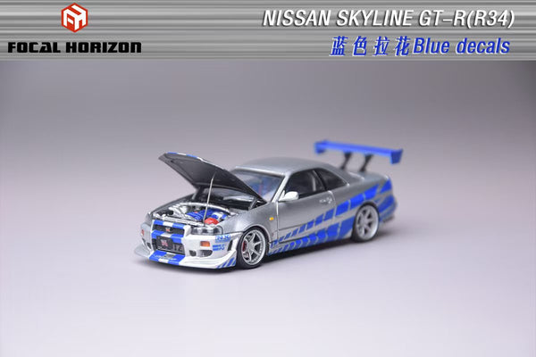 [FOCAL HORIZON] 1:64 Nissan Skyline GT-R R34 FNF Silver/Blue