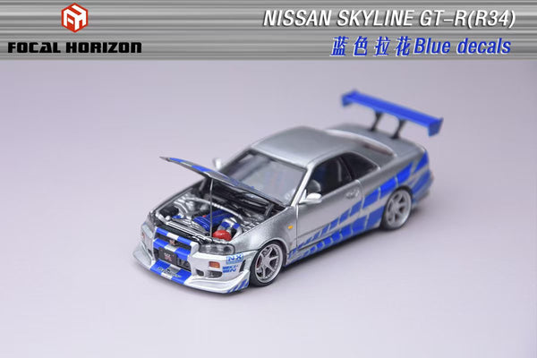 [FOCAL HORIZON] 1:64 Nissan Skyline GT-R R34 FNF Silver/Blue
