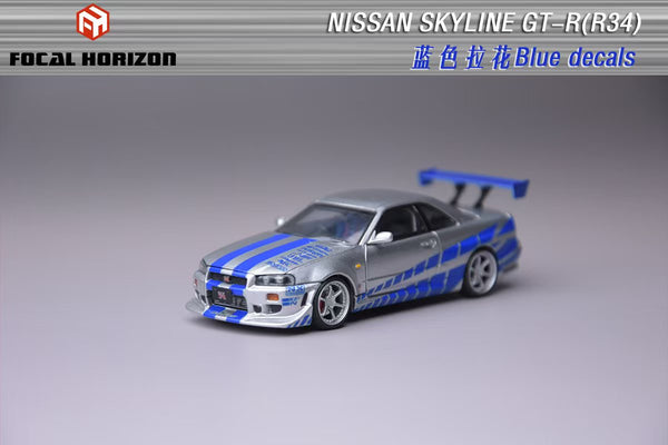 [FOCAL HORIZON] 1:64 Nissan Skyline GT-R R34 FNF Silver/Blue
