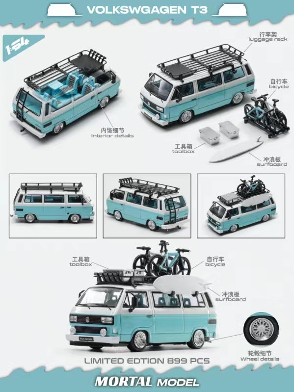 [MORTAL] 1:64 VW T3 Lowside Tiffany Blue/White
