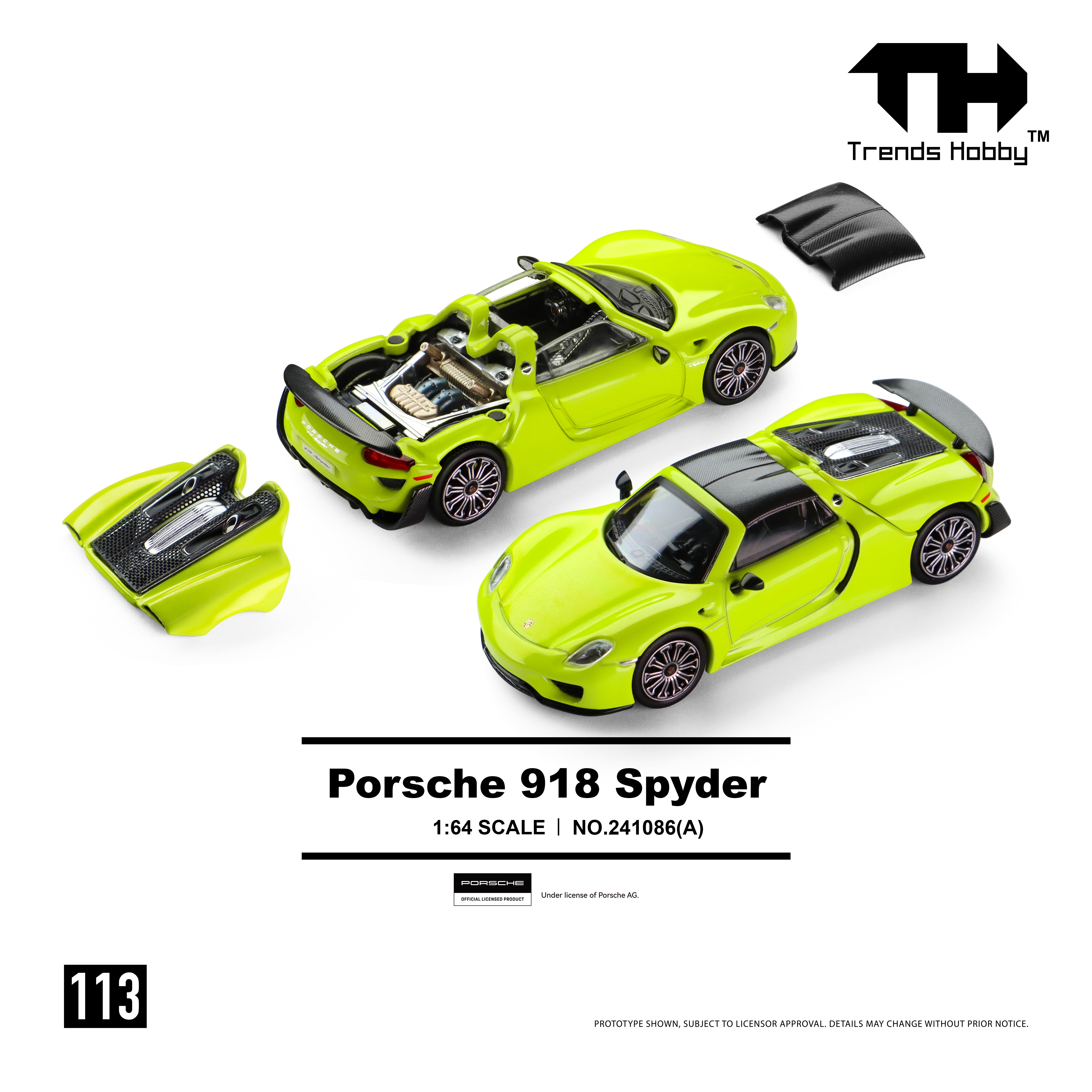 [TRENDS HOBBY] Porsche 918 Spyder Lime Green - Toy Space Diecast Online Store Singapore