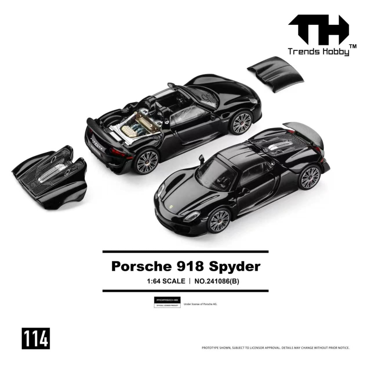 [TRENDS HOBBY] Porsche 918 Spyder Gloss Black - Toy Space Diecast Online Store Singapore