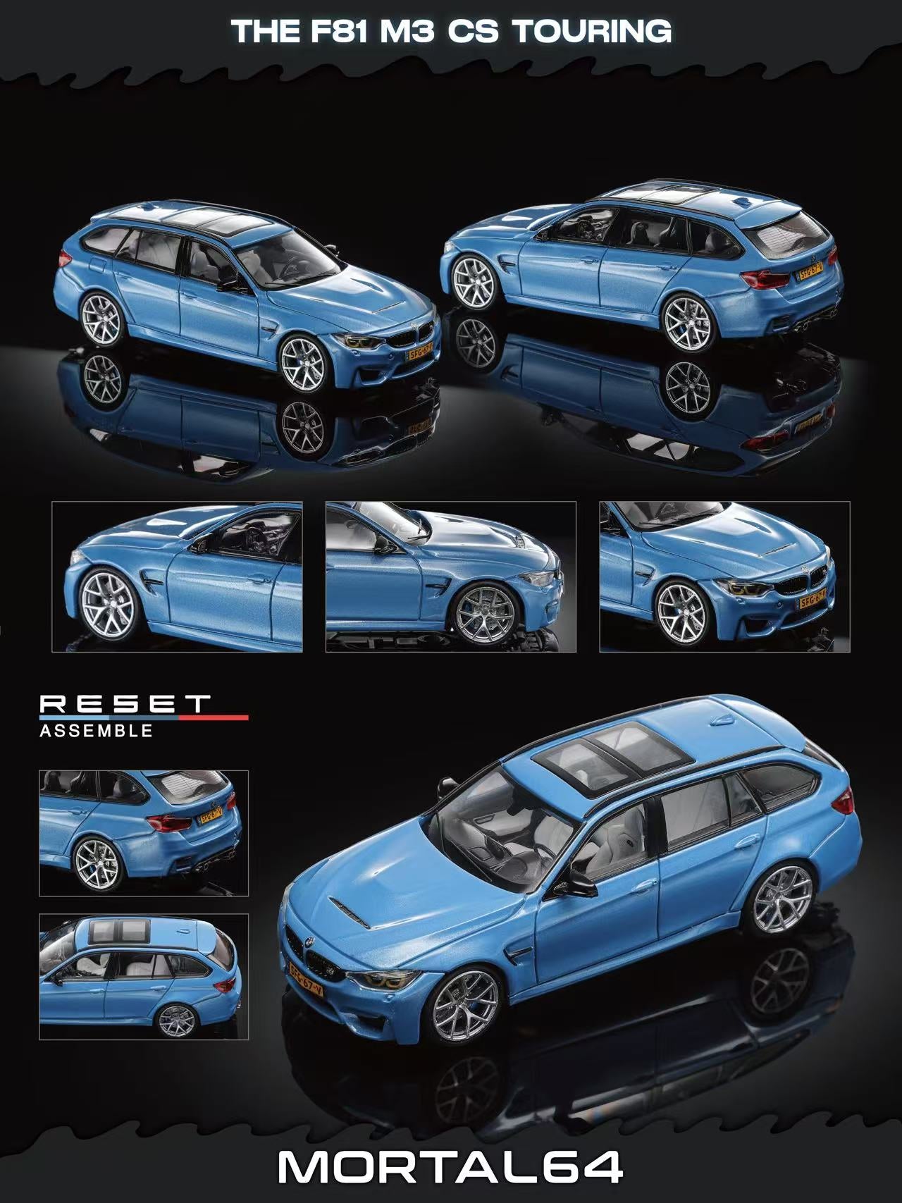 [MORTAL] 1:64 BMW M3 F81 Blue - Toy Space Diecast Online Store Singapore