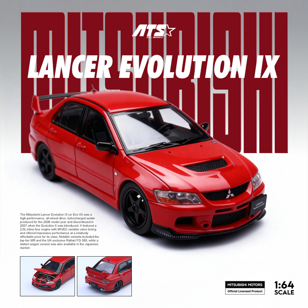 [ATS CAR MODEL] 1:64 Mitsubishi Lancer Evolution IX Red - Toy Space Diecast Online Store Singapore