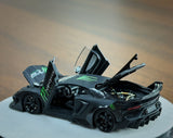 [PGM] 1:64 LP700 GT Evo Black Monster Luxury (Round Base) - Toy Space Diecast Online Store Singapore