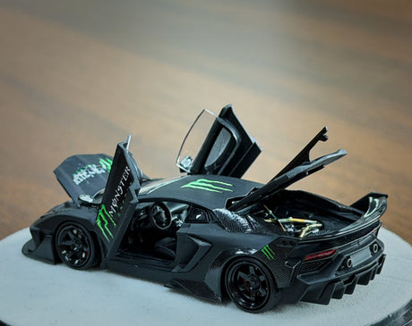 [PGM] 1:64 LP700 GT Evo Black Monster Luxury (Round Base) - Toy Space Diecast Online Store Singapore