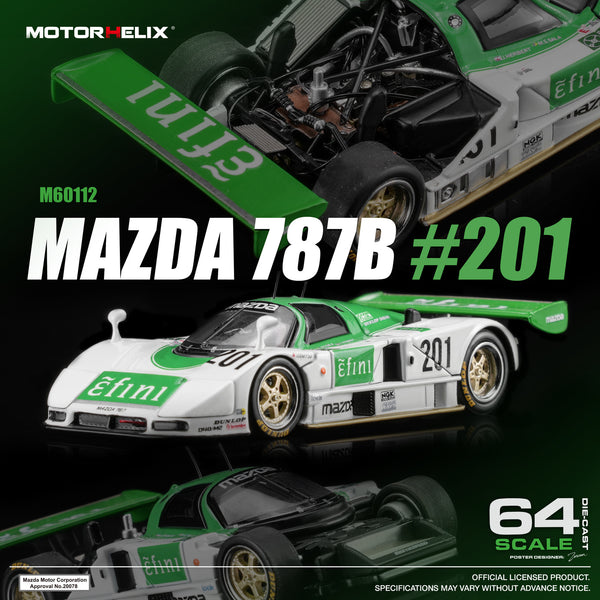 [MOTORHELIX] 1:64 Mazda 787B White/Green #201