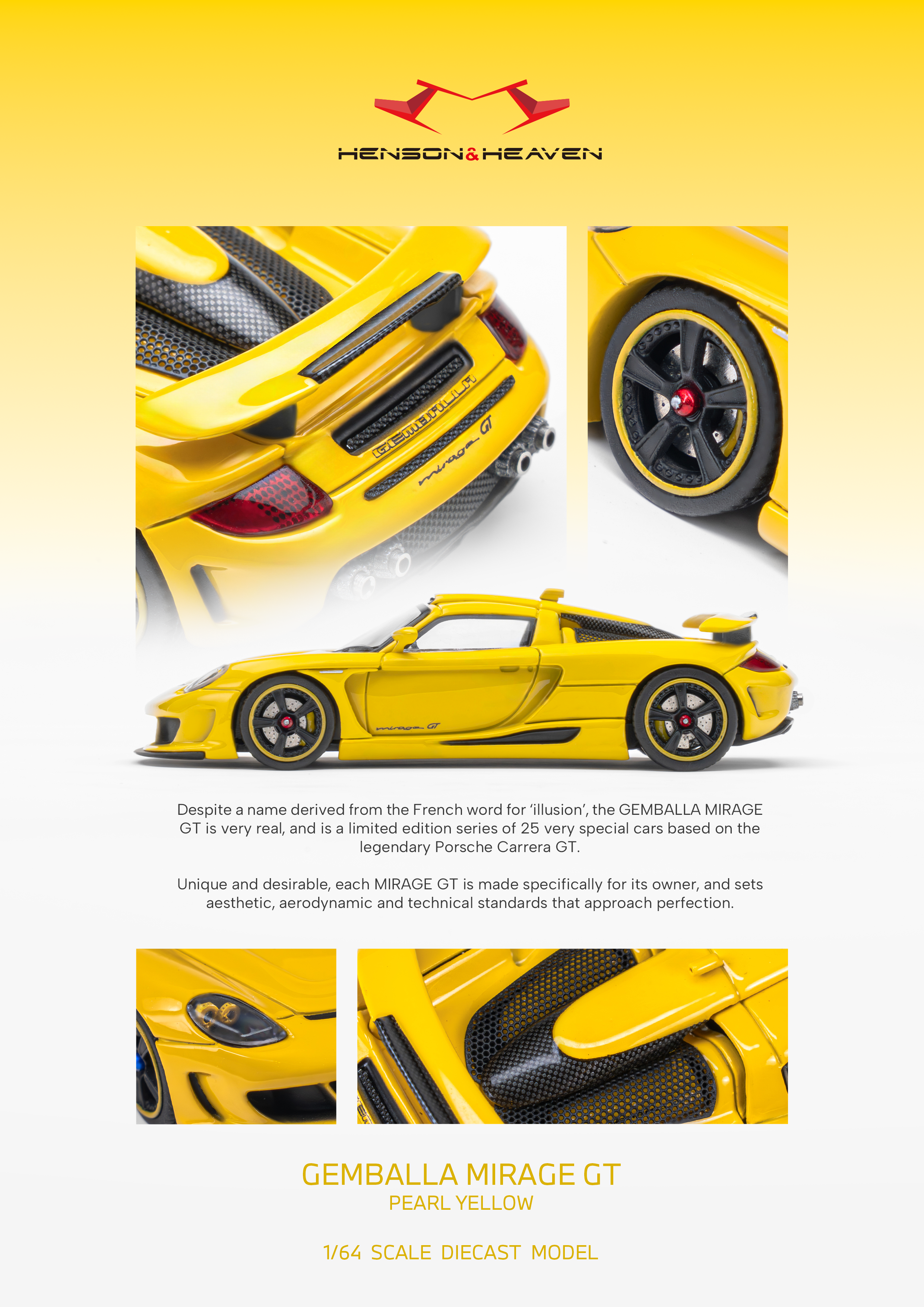 [HH MODEL] 1:64 Gemballa Mirage GT Pearl Yellow