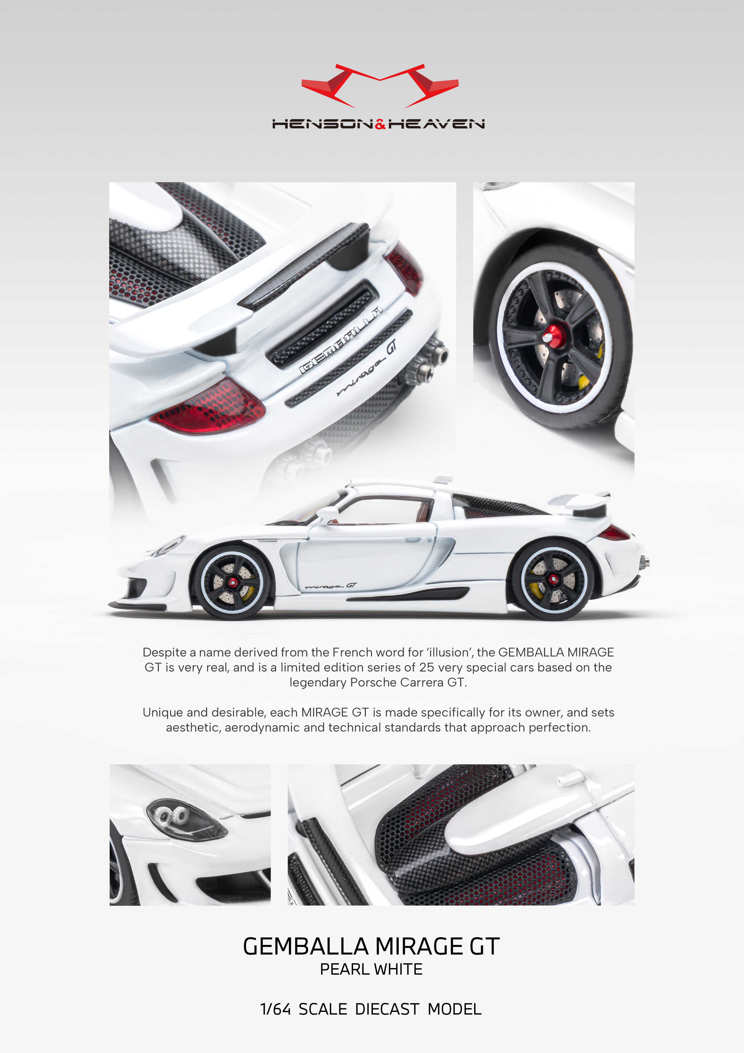 [HH MODEL] 1:64 Gemballa Mirage GT Pearl White