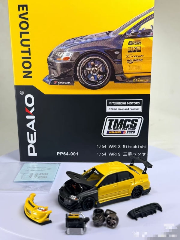 [PEAKO] 1:64 Mitsubishi Lancer Evolution IX Varis Widebody Modified Version Yellow [2026 TMCS Limited Edition]