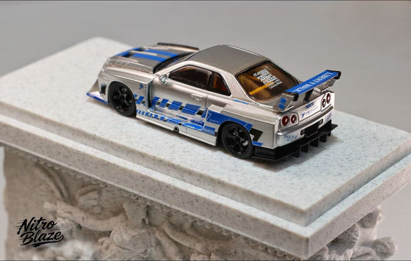 [NITRO BLAZE] 1:64 Nissan Skyline ER34 LB-Super Silhouette Silver