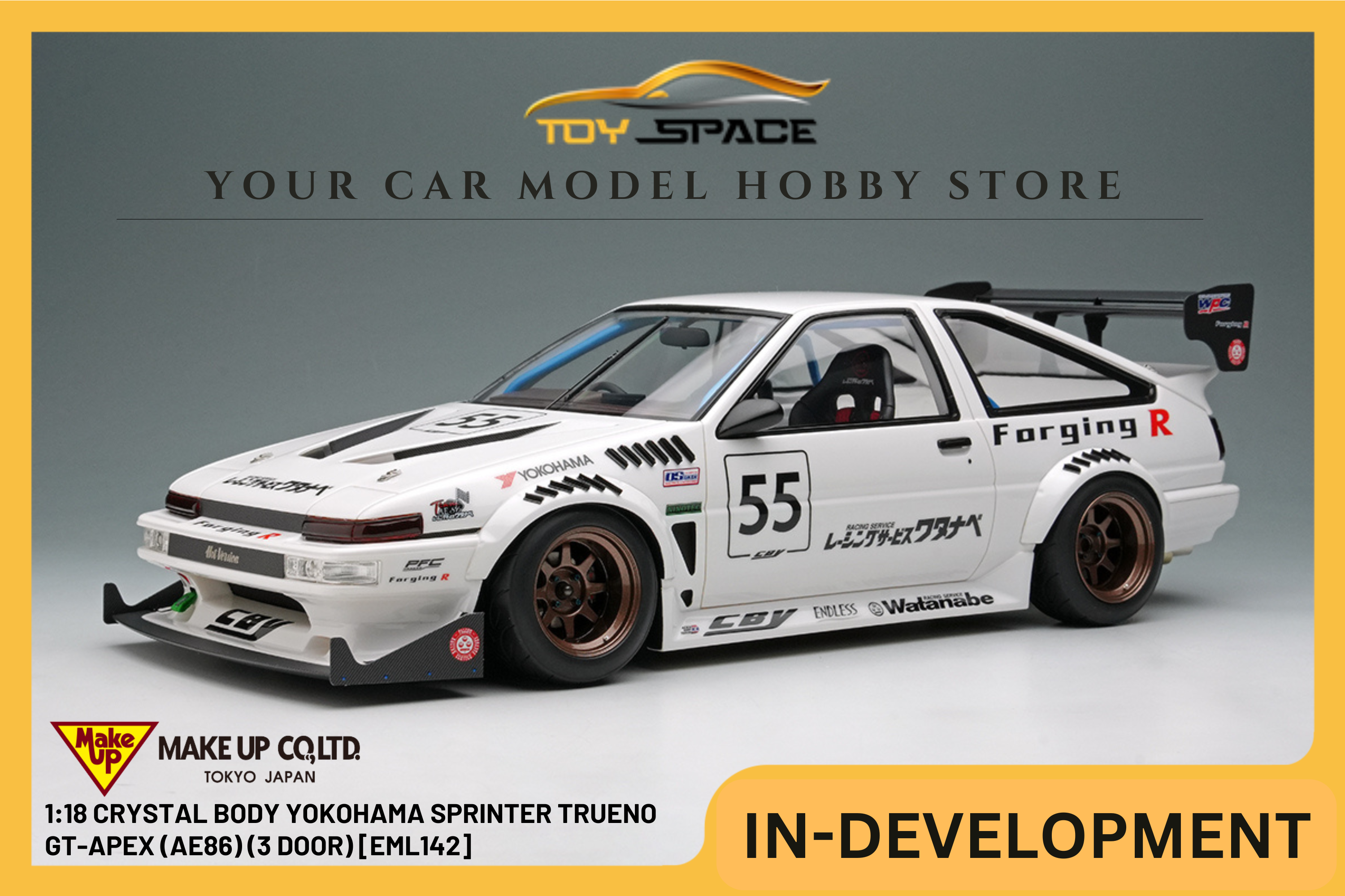 [MAKE UP] 1:18 Crystal Body Yokohama Sprinter Trueno GT-Apex (AE86) (3 Door) [EML142]