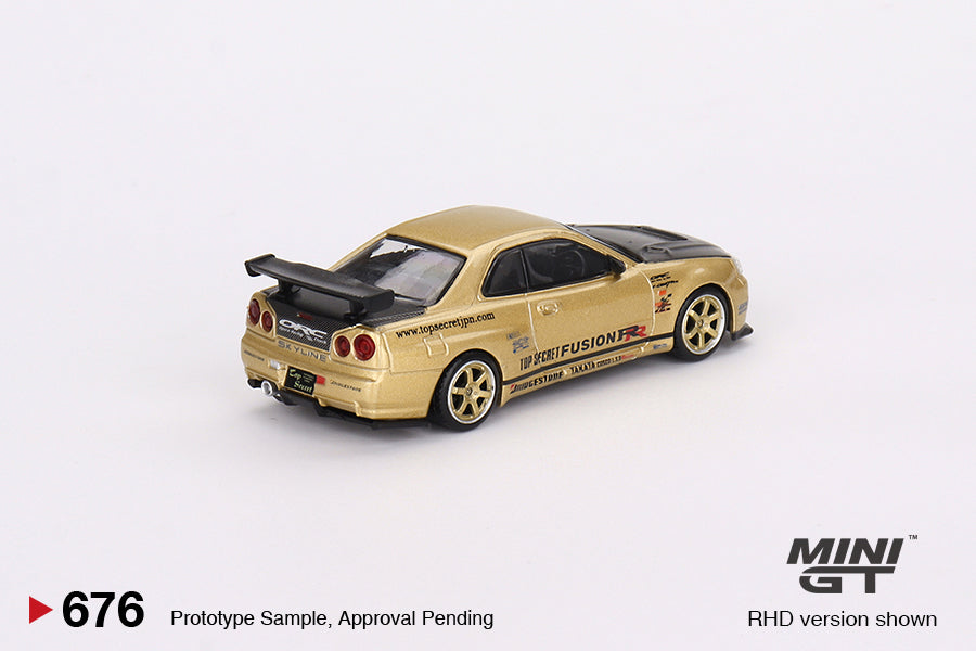 Mini GT Nissan Skyline GT-R (R34) Top Secret Gold  - Japan Exclusive (RHD)
