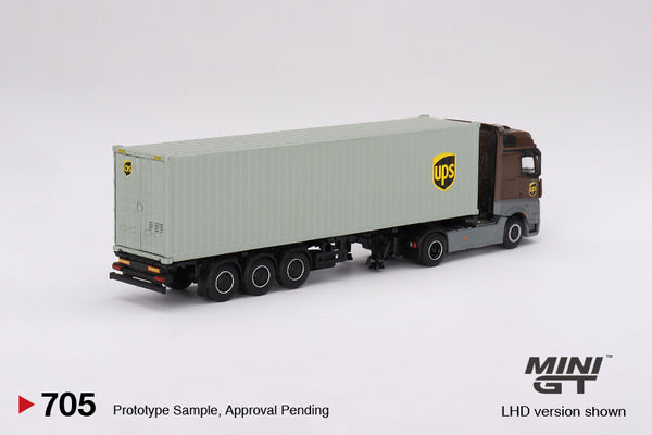 Mini GT Mercedes-Benz Actros w/ 40 Ft Container " UPS Europe" (LHD)